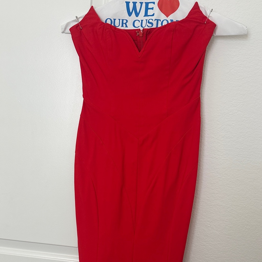 Michael Costello Red Strapless Fitted Sheath Dress